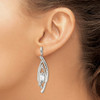 Lex & Lu Chisel Stainless Steel Polished and Textured CZ Post Dangle Earrings - 4 - Lex & Lu