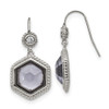 Lex & Lu Chisel Stainless Steel Polished/Antiqued Glass and CZ Earrings - Lex & Lu