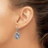 Lex & Lu Chisel Stainless Steel Polished/Antiqued Glass and CZ Earrings - 4 - Lex & Lu