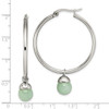 Lex & Lu Chisel Stainless Steel Polished Hoop w/Green Aventurine Bead Earrings - 5 - Lex & Lu