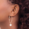 Lex & Lu Chisel Stainless Steel Polished Rose Plated White Jade Hoop Earrings - 4 - Lex & Lu