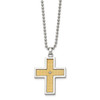 Lex & Lu Chisel Stainless Steel 14k Gold-plated w/Cross Necklace - 3 - Lex & Lu