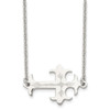 Lex & Lu Chisel Stainless Steel Brushed & Polished Sideways Cross Necklace - Lex & Lu