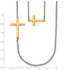 Lex & Lu Chisel Stainless Steel Double Sideways Cross Layered Necklace - 4 - Lex & Lu