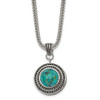 Lex & Lu Chisel Stainless Steel Imitation Turquoise/Antiqued Necklace - Lex & Lu