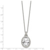 Lex & Lu Chisel Stainless Steel Oval Crystal Necklace - 3 - Lex & Lu