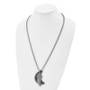 Lex & Lu Chisel Stainless Steel Brushed Wing w/Leather Moon Necklace - 4 - Lex & Lu