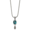 Lex & Lu Chisel Stainless Steel Polished/Antiqued Blue Glass Necklace - 3 - Lex & Lu