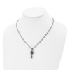 Lex & Lu Chisel Stainless Steel Polished/Antiqued Blue Glass Necklace - 4 - Lex & Lu