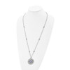 Lex & Lu Chisel Stainless Steel Synthetic Purple Calcedony Circle Necklace - 4 - Lex & Lu