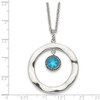 Lex & Lu Chisel Stainless Steel Polished Blue Glass Circle Necklace - 5 - Lex & Lu