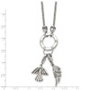 Lex & Lu Chisel Stainless Steel Polished CZ Charm Feather/Angel Necklace - 3 - Lex & Lu