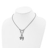 Lex & Lu Chisel Stainless Steel Polished CZ Charm Feather/Angel Necklace - 4 - Lex & Lu