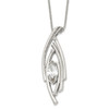 Lex & Lu Chisel Stainless Steel Polished/Textured CZ Necklace - Lex & Lu