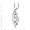 Lex & Lu Chisel Stainless Steel Polished/Textured CZ Necklace - 5 - Lex & Lu