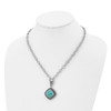 Lex & Lu Chisel Stainless Steel Antiqued Imitation Turquoise 20.5'' Necklace - 4 - Lex & Lu