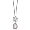 Lex & Lu Chisel Stainless Steel Polished Rose Quartz Necklace - Lex & Lu