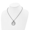 Lex & Lu Chisel Stainless Steel Polished and Antiqued CZ Circle Necklace - 4 - Lex & Lu