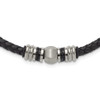 Lex & Lu Chisel Stainless Steel & Brushed Black Leather & Rubber Necklace - Lex & Lu