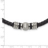 Lex & Lu Chisel Stainless Steel & Brushed Black Leather & Rubber Necklace - 3 - Lex & Lu