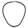 Lex & Lu Chisel Stainless Steel Black Leather w/Antiqued Beads Necklace - 6 - Lex & Lu
