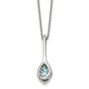 Lex & Lu Chisel Stainless Steel Blue Glass Teardrop Necklace - Lex & Lu