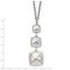Lex & Lu Chisel Stainless Steel Polished Hollow Squares Dangle Necklace - 3 - Lex & Lu