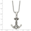 Lex & Lu Chisel Stainless Steel Polished and Antiqued w/CZ Anchor Necklace - 5 - Lex & Lu