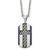 Lex & Lu Chisel Stainless Steel Brushed & Black Plated Cross Necklace LAL151577 - Lex & Lu