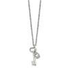 Lex & Lu Chisel Stainless Steel Polished Key and Crown Pendant Necklace - 3 - Lex & Lu