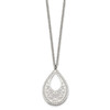 Lex & Lu Chisel Stainless Steel Polished Textured Cut-out Design Necklace - 3 - Lex & Lu