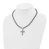 Lex & Lu Chisel Stainless Steel Resin and Glass Beads & CZ Cross Necklace - 4 - Lex & Lu