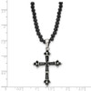 Lex & Lu Chisel Stainless Steel Resin and Glass Beads & CZ Cross Necklace - 5 - Lex & Lu