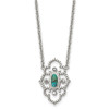 Lex & Lu Chisel Stainless Steel Polished CZ and Imitation Turquoise Necklace - Lex & Lu