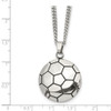 Lex & Lu Chisel Stainless Steel Antiqued and Polished Soccer Ball 22'' Necklace - 3 - Lex & Lu