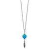 Lex & Lu Chisel Stainless Steel Antiqued ImitationTurquoise Feather Necklace - 2 - Lex & Lu