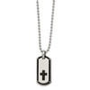 Lex & Lu Chisel Stainless Steel Black IP plated Cross Dog tag 22'' Necklace - Lex & Lu