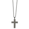 Lex & Lu Chisel Stainless Steel & Matte Finish Gun Metal IP Cross 22'' Necklace - Lex & Lu