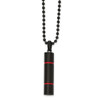 Lex & Lu Chisel Stainless Steel Brushed & Black Plated w/Red Enamel Necklace - Lex & Lu