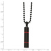 Lex & Lu Chisel Stainless Steel Brushed & Black Plated w/Red Enamel Necklace - 2 - Lex & Lu