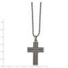 Lex & Lu Chisel Stainless Steel Antiqued GunMetal IP Cross 22'' Necklace - 2 - Lex & Lu