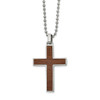 Lex & Lu Chisel Stainless Steel w/Carbon Fiber & Wood Inlay Reversible Necklace - Lex & Lu