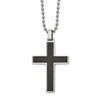 Lex & Lu Chisel Stainless Steel w/Carbon Fiber & Wood Inlay Reversible Necklace - 2 - Lex & Lu