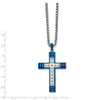 Lex & Lu Chisel Stainless Steel Polished Blue Plated Cross 22'' Necklace - 2 - Lex & Lu