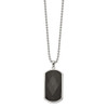 Lex & Lu Chisel Stainless Steel Solid Blk Carbon Fiber Inlay Dog Tag Necklace - Lex & Lu