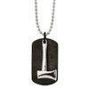 Lex & Lu Chisel Stainless Steel Brushed & Black Plated Axe DogTag Necklace - Lex & Lu