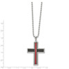 Lex & Lu Chisel Stainless Steel Brushed w/Fiber Glass 22'' Cross Necklace - 2 - Lex & Lu