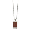 Lex & Lu Chisel Stainless Steel Brushed w/Wood Inlay 22'' Necklace - Lex & Lu