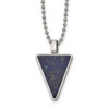 Lex & Lu Chisel Stainless Steel Polished w/Genuine Lapis Triangle 22'' Necklace - Lex & Lu