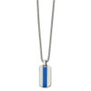 Lex & Lu Chisel Stainless Steel Polished w/Blue Enamel 20'' Necklace - Lex & Lu